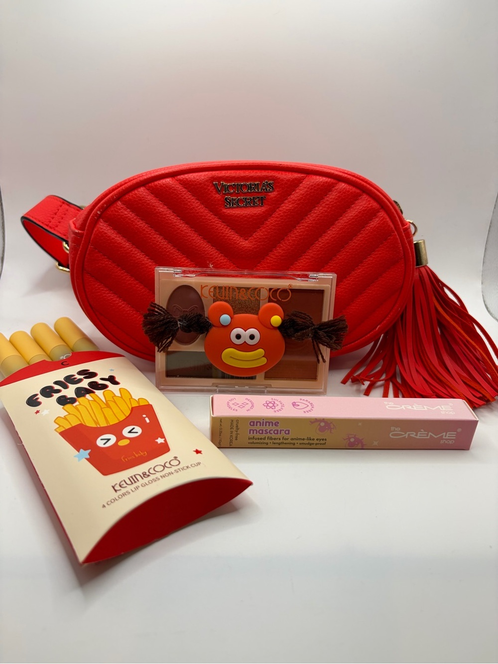 Victoria's Secret Red Quilted Tassel Belt Bag